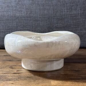 Vintage McCoy Pottery Cascade 1507 Mother of Pearl Low Centerpiece Bowl White